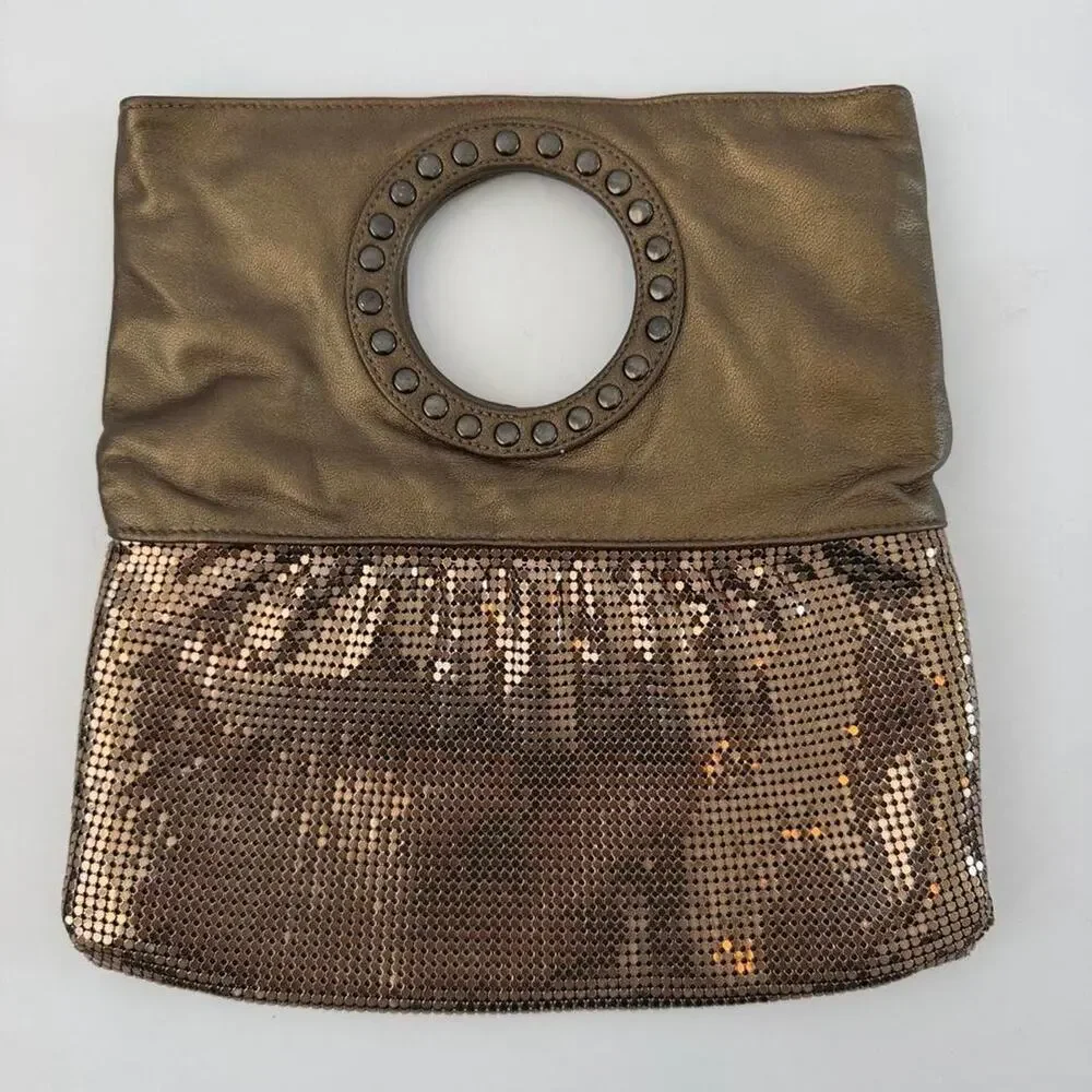 Bronze metallic handbag with shimmering